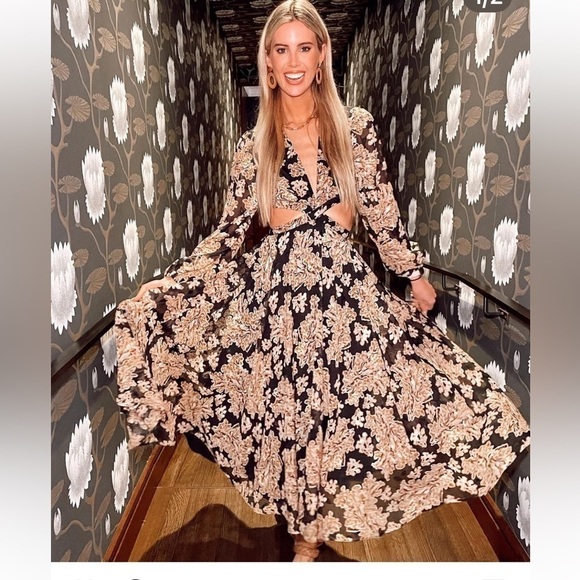 🔥Gianni Bini Marisol Jacquard Amber Flower,Cut-Out,Statement Dress, Size 10 - Picture 4 of 17